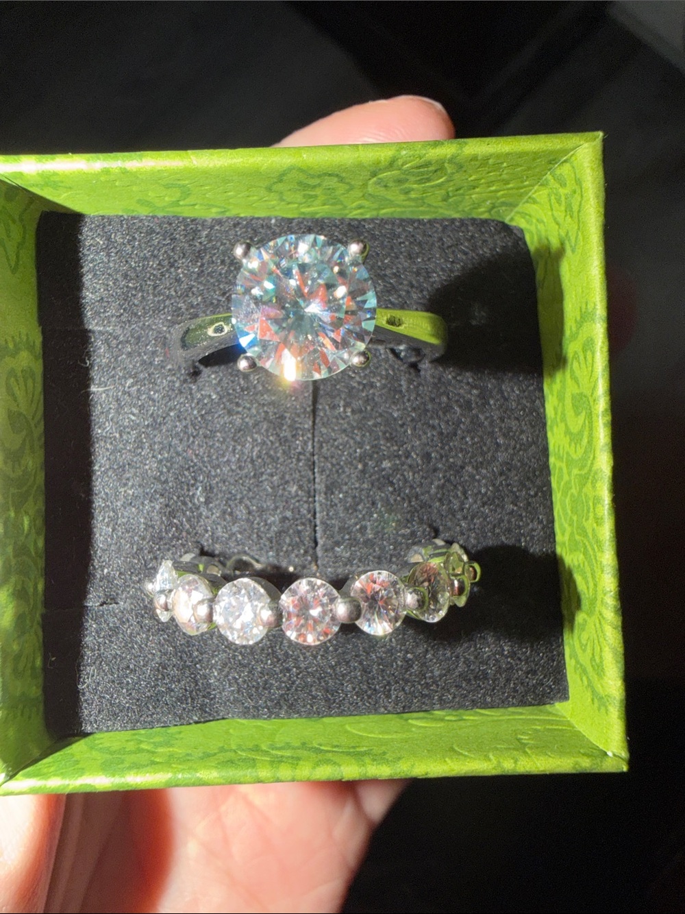 925 sterling silver 6 CT MOISSANITE Engagement/Wedding Ring and Band Set- SIZE 9
